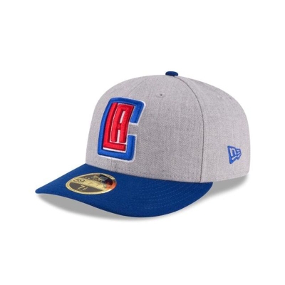 Grey Los Angeles Clippers Hat - New Era NBA Heather Low Profile 59FIFTY Fitted Caps USA8130946